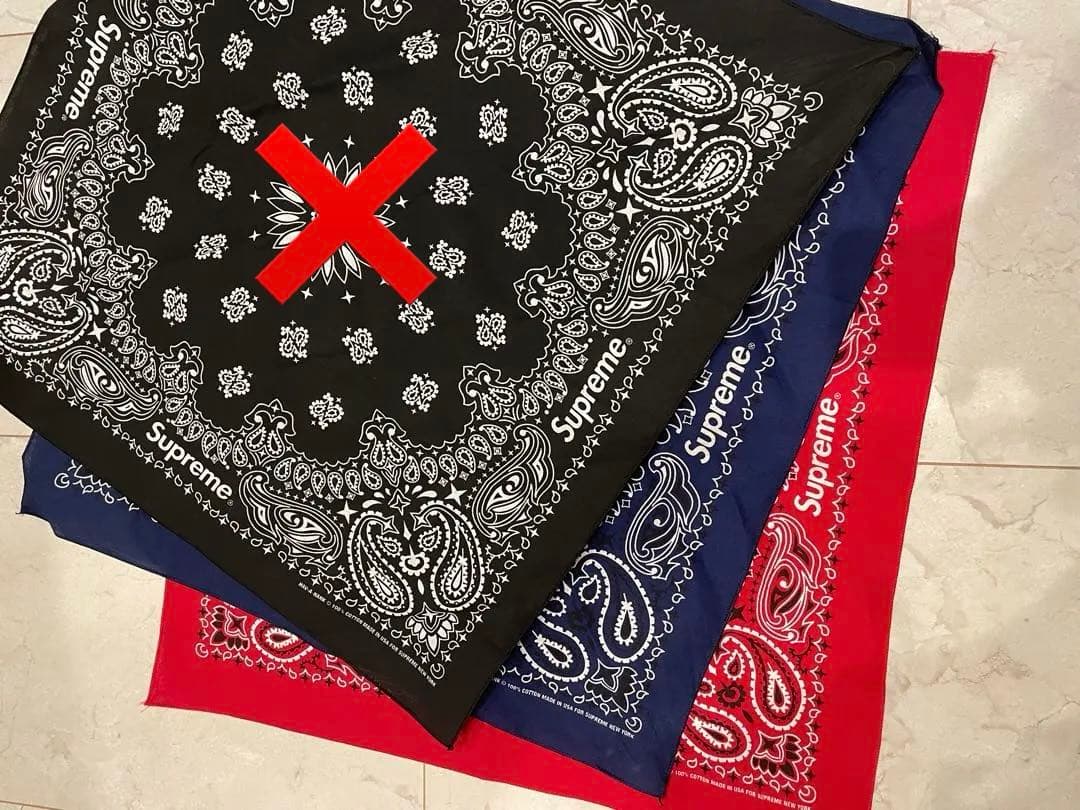 最安Supreme バンダナHav-A-Hank USAペイズリー　赤、紺　2枚