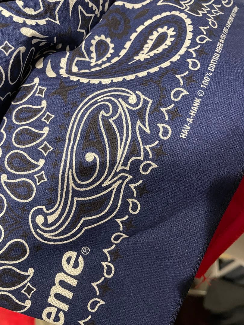 最安Supreme バンダナHav-A-Hank USAペイズリー　赤、紺　2枚