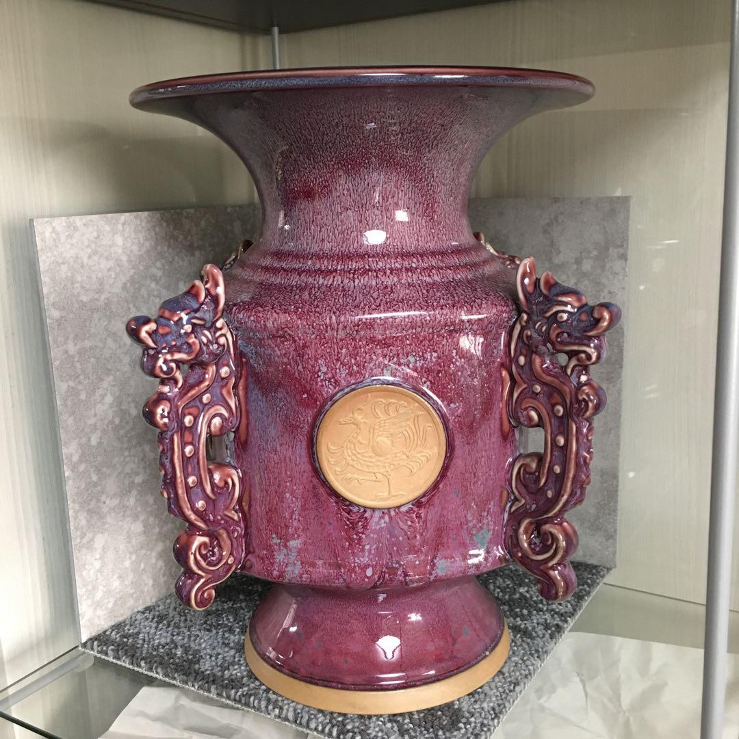 中国鈞瓷　鈞窯　鈞窯瓷　飾り壺　花瓶　花入　インテリア