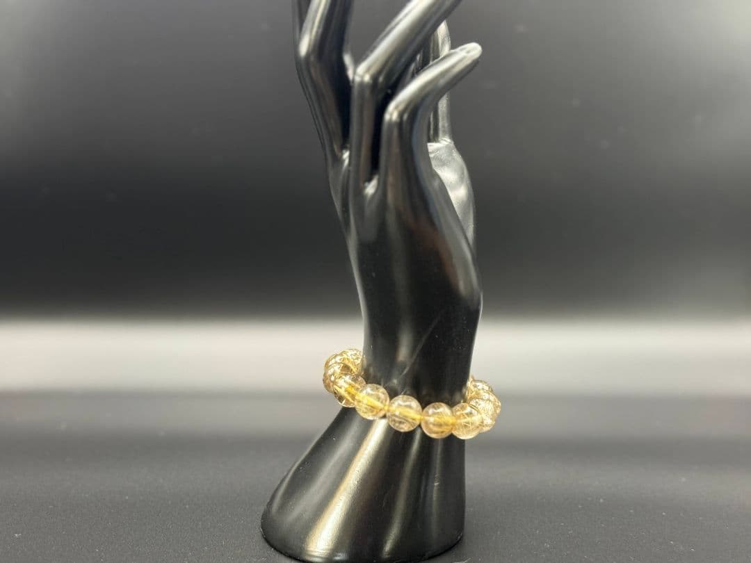 【ゴールド ルチル クォーツ】 天然 ブレスレット12mm 16cm 鑑別書付