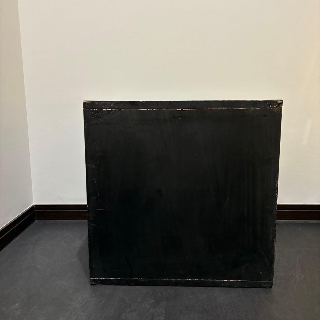 黒ペイント キューブ型木箱②展示台 スツール 椅子 オブジェ 古道具