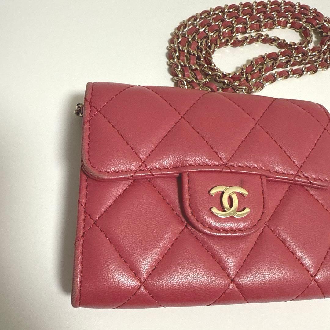 正規品 CHANEL ラムスキン チェーンクラッチ ミニポシェット