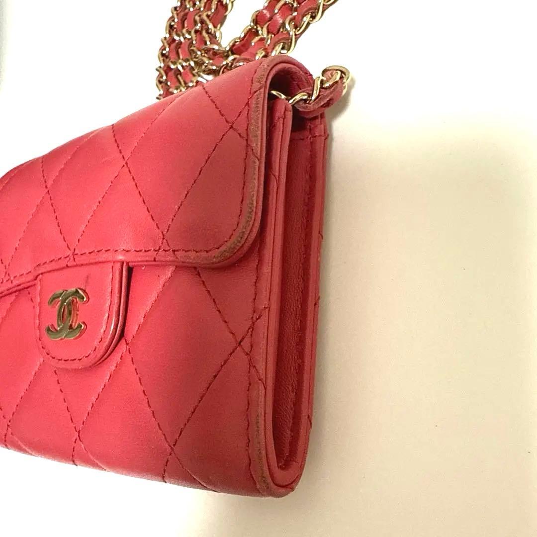 正規品 CHANEL ラムスキン チェーンクラッチ ミニポシェット