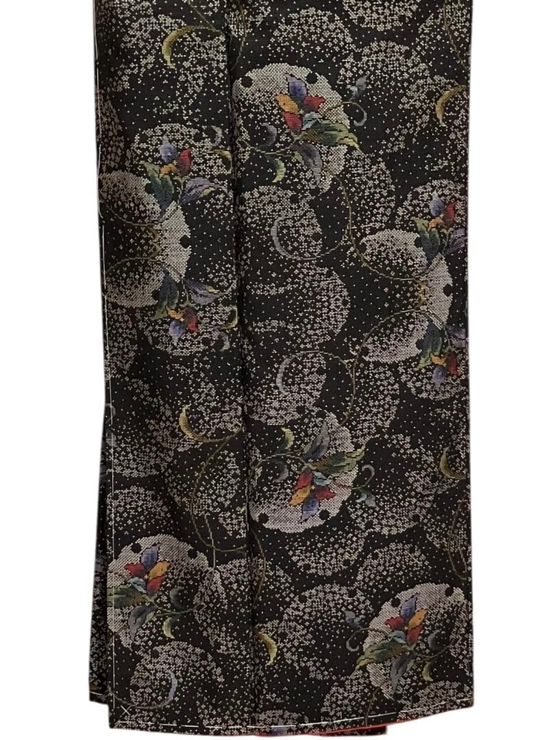 本場奄美大島紬 衣の音 経緯絣 小紋正絹 雪輪 花唐草 証紙 未使用 イ6013