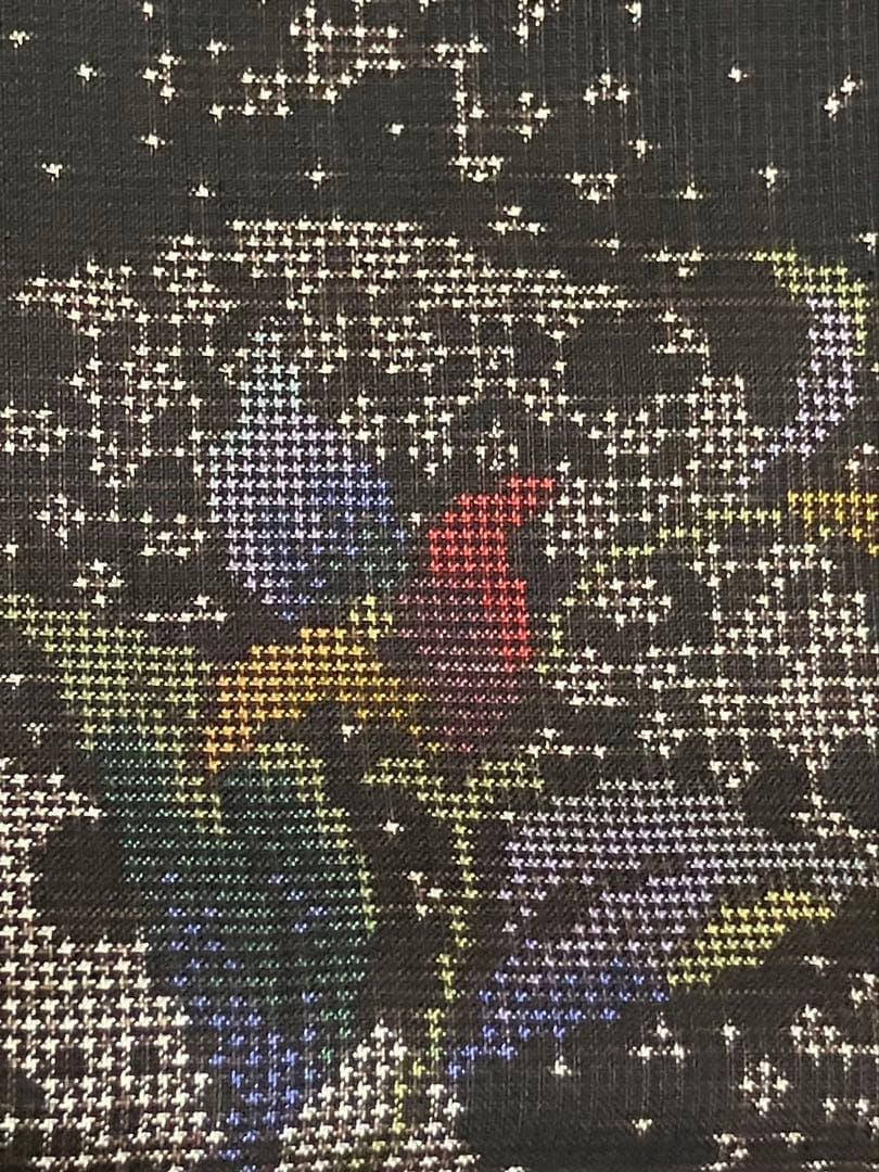 本場奄美大島紬 衣の音 経緯絣 小紋正絹 雪輪 花唐草 証紙 未使用 イ6013