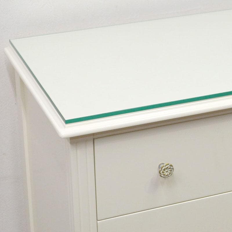 アイボリー 高級 4段チェスト 完成品 8mm天板ガラス付 チェスト 寝室 猫脚