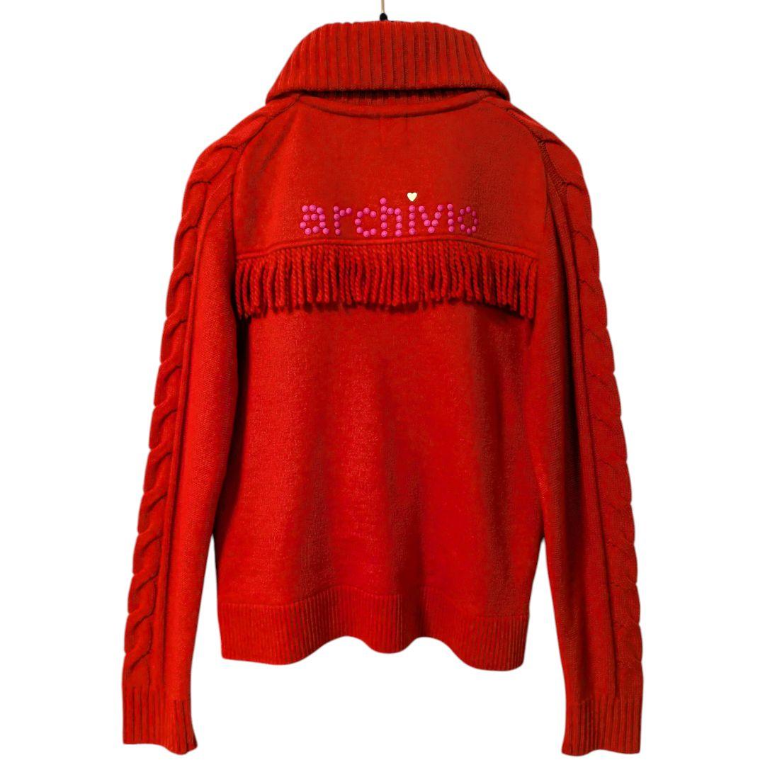 新品未使用 アルチビオ archivio フリンジ ブルゾン ニット ロゴ M