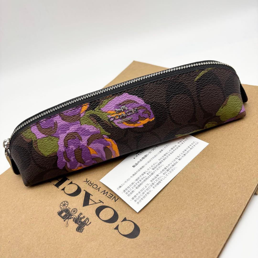 【COACH☆新品】ペンシル ケース・シグネチャー キャンバス・ローズ プリント