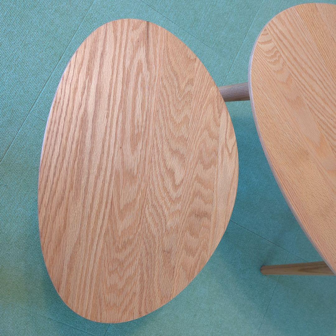 ナチュラルウッド　ネストテーブル 楕円形サイドテーブル2点セット