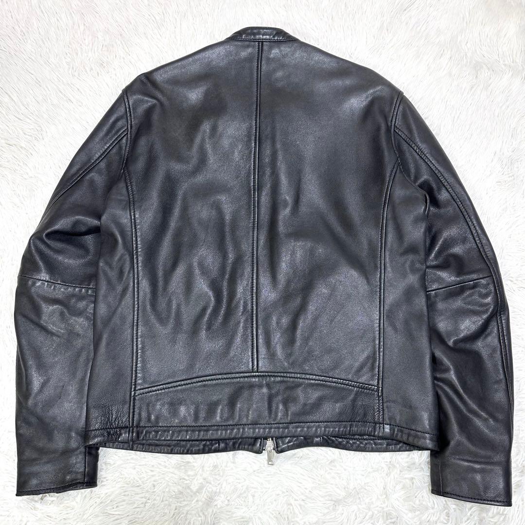 【希少XLサイズ✨】417エディフィス シングルライダースジャケット 羊革 黒