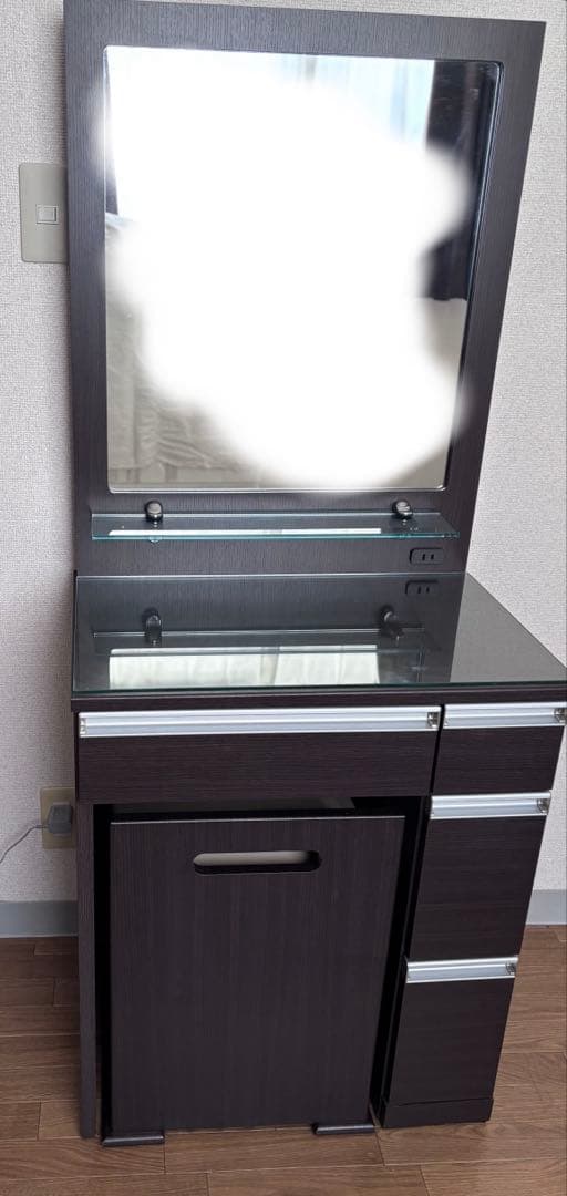 ドレッサー　化粧台　一面鏡　収納棚　テーブル　ブラウン　送料込み