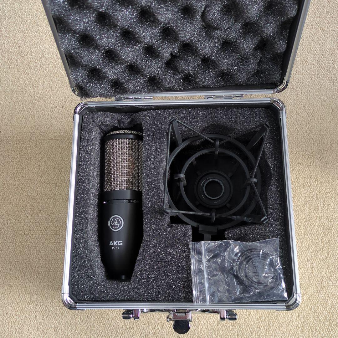 キ*ィ様 AKG コンデンサーマイク P220 ショックマウント、ケーブル付き