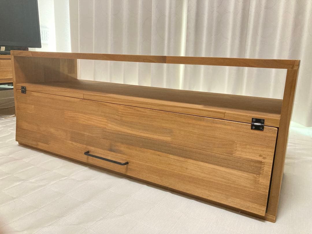 木製テレビボード テレビ台 ローボード フラップ扉付き ウォルナットカラー