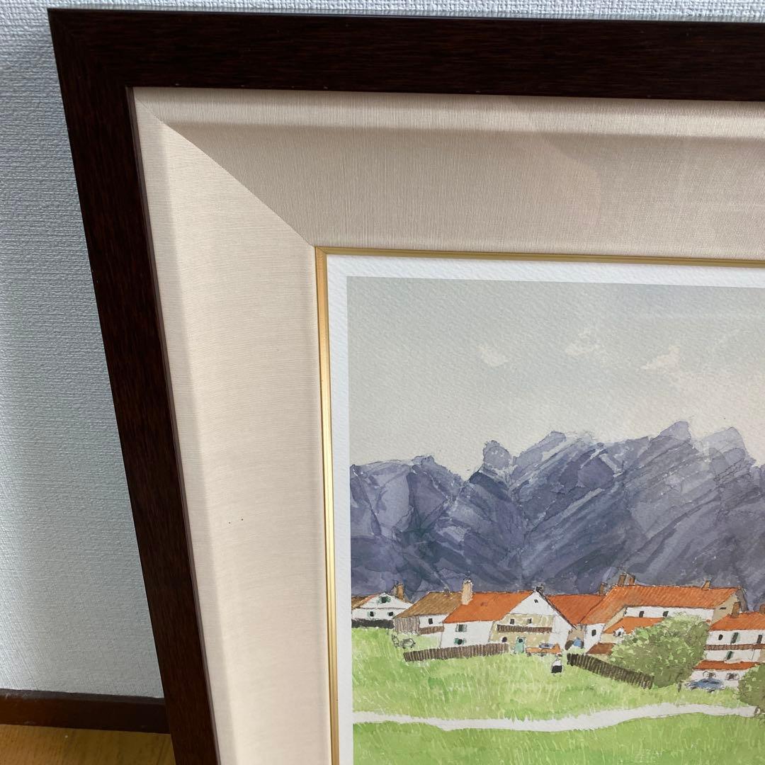 希少　サイン入り安野光雅版画『風景と出会い』コルチナダンペッツォの山13/100