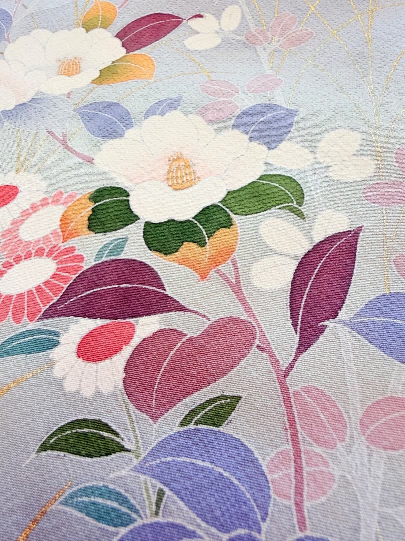 高級 訪問着 正絹 袷 ブルー 友禅 金彩 暈し染め フォーマル