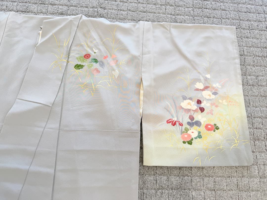 高級 訪問着 正絹 袷 ブルー 友禅 金彩 暈し染め フォーマル