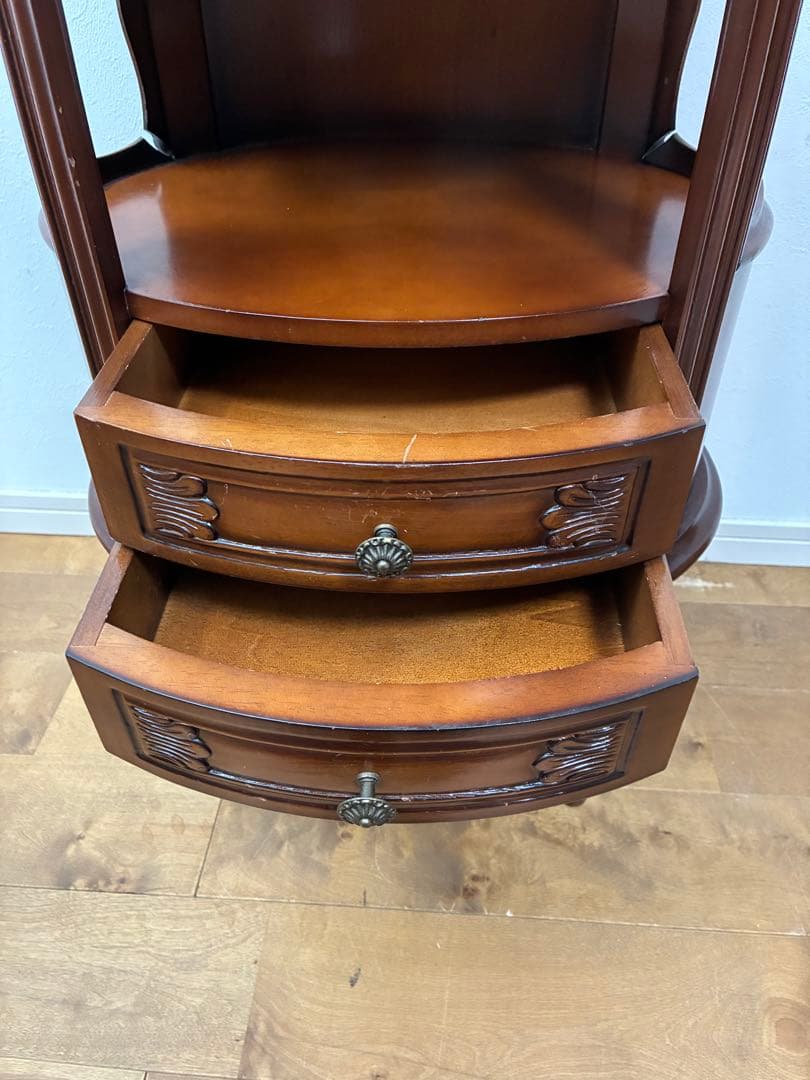 アンティーク　ラウンドキャビネット　猫脚　サイドテーブル