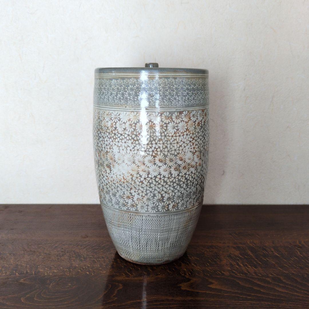 中置　細水指　京都清水焼　三島　森里陶楽　共箱　茶道具