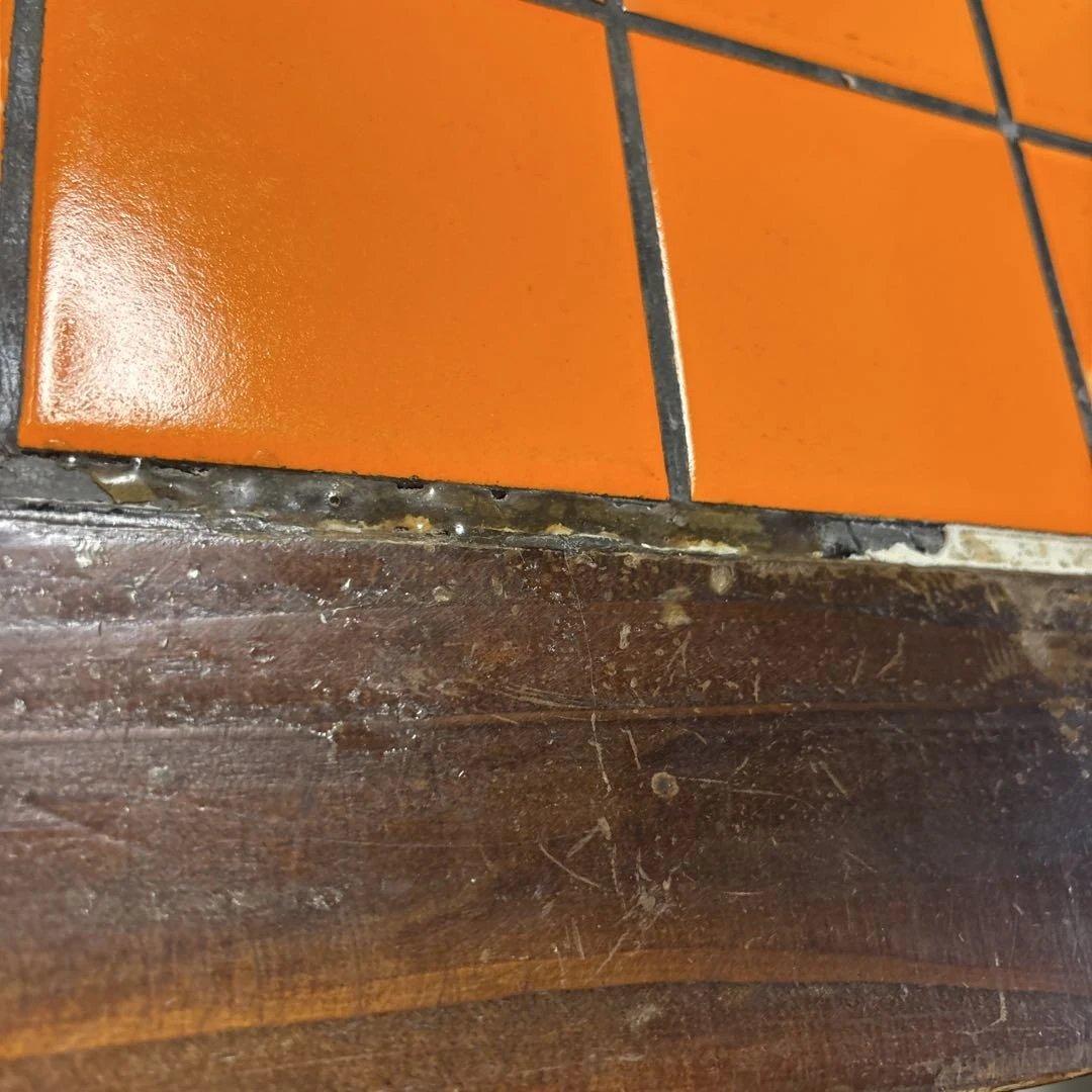 【used】アンティーク　ダイニングテーブル　オレンジタイル　ヴィンテージ