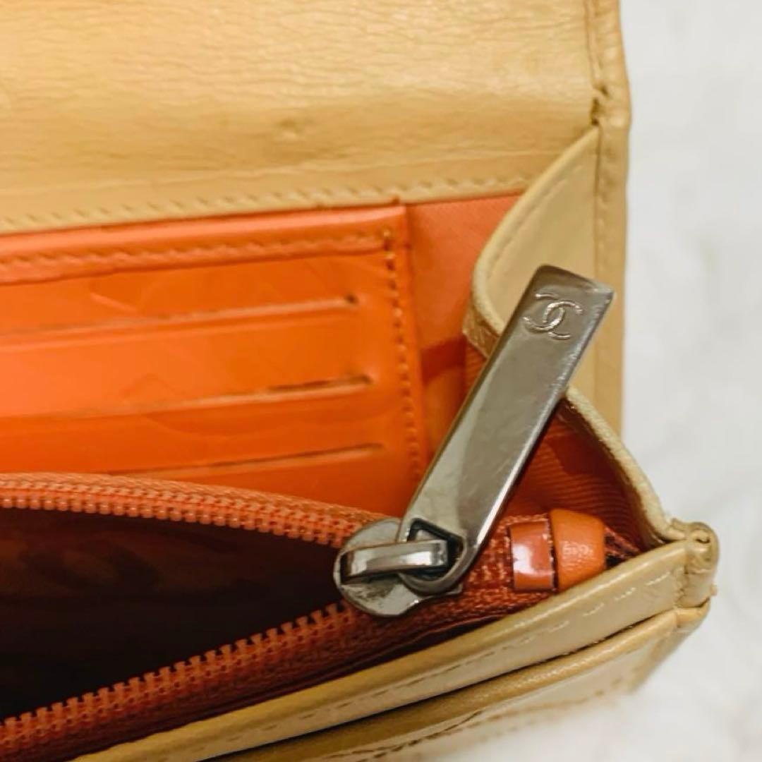 ななシャネル カンボンライン ミニ財布 ラムスキン ベージュ