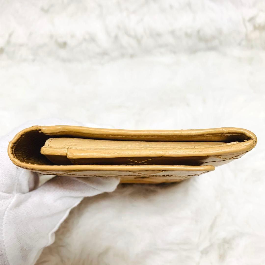 ななシャネル カンボンライン ミニ財布 ラムスキン ベージュ