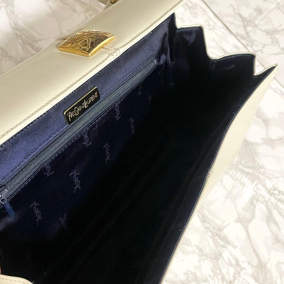 イヴサンローラン ハンドバッグ レディース レザー 革 皮 白 ホワイト