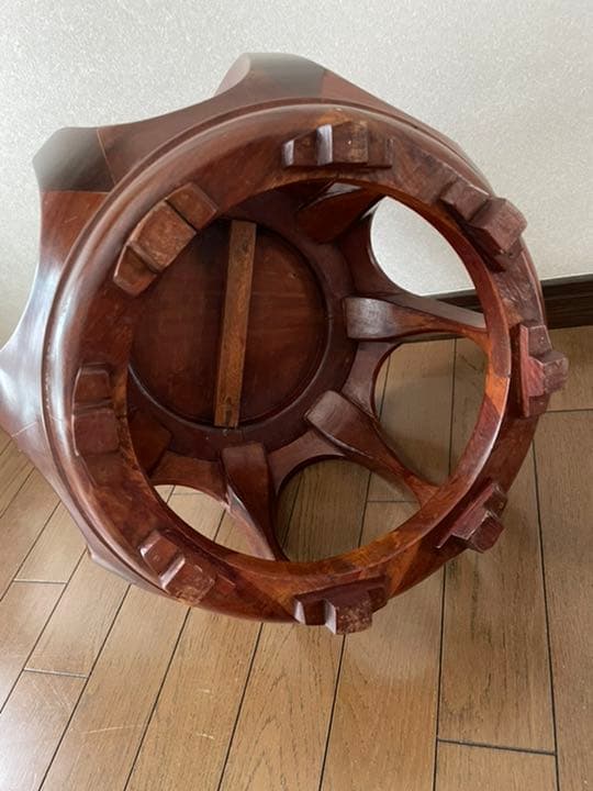 【美品★送料込】唐木 丸 椅子 スツール 花台 丸卓 花梨木製