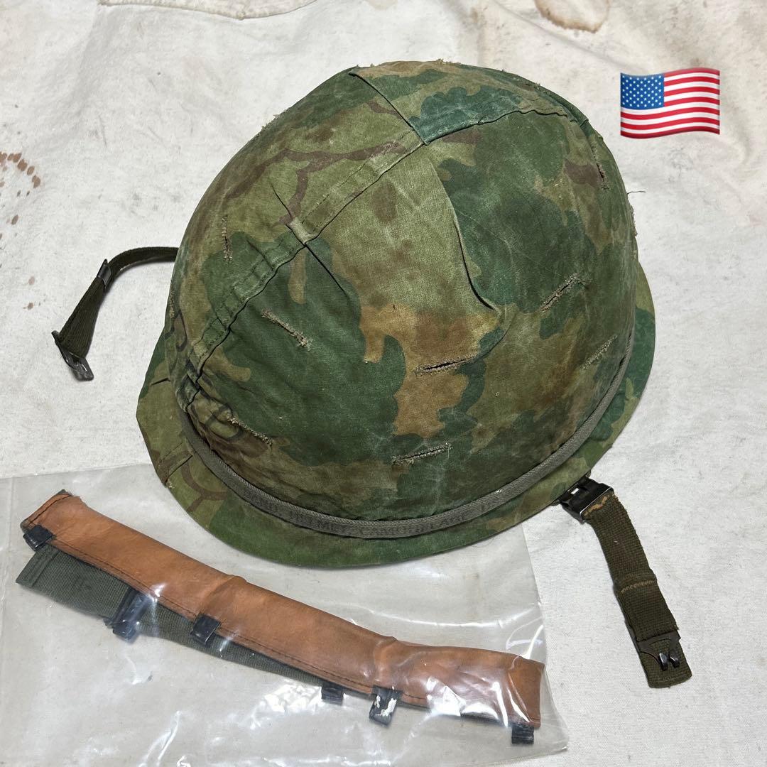 米軍実物 ナム戦 ヘルメットセット M1 ミッチェルカモ デッド汗止め付き