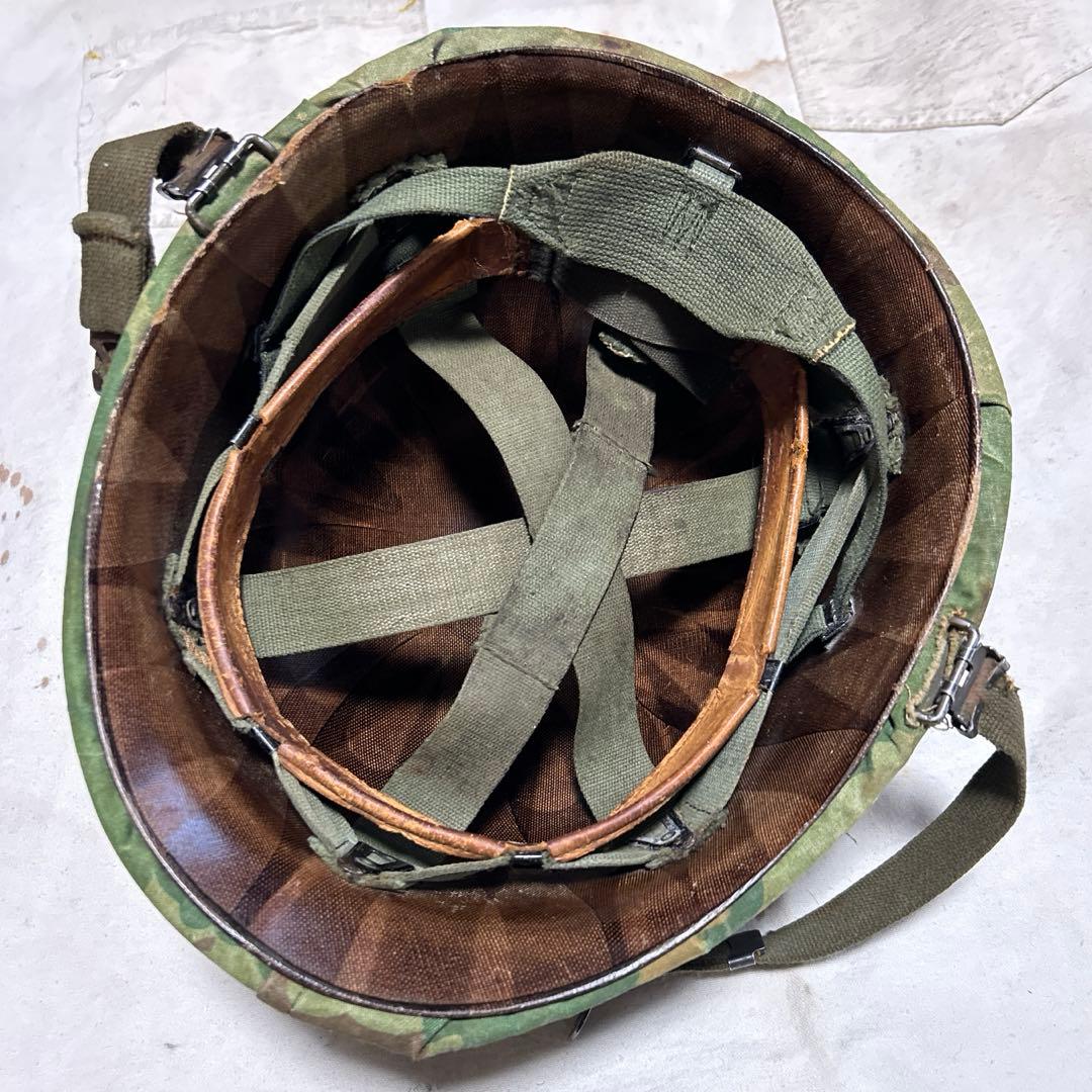 米軍実物 ナム戦 ヘルメットセット M1 ミッチェルカモ デッド汗止め付き