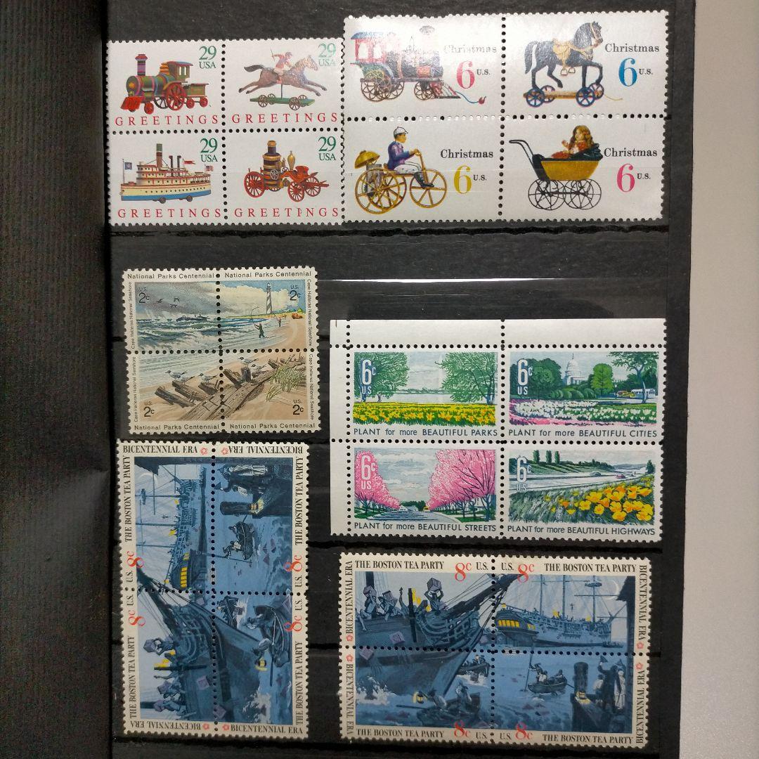 2115 外国切手 アメリカ 大量16ページ分未使用 田型多数 アルバム付き