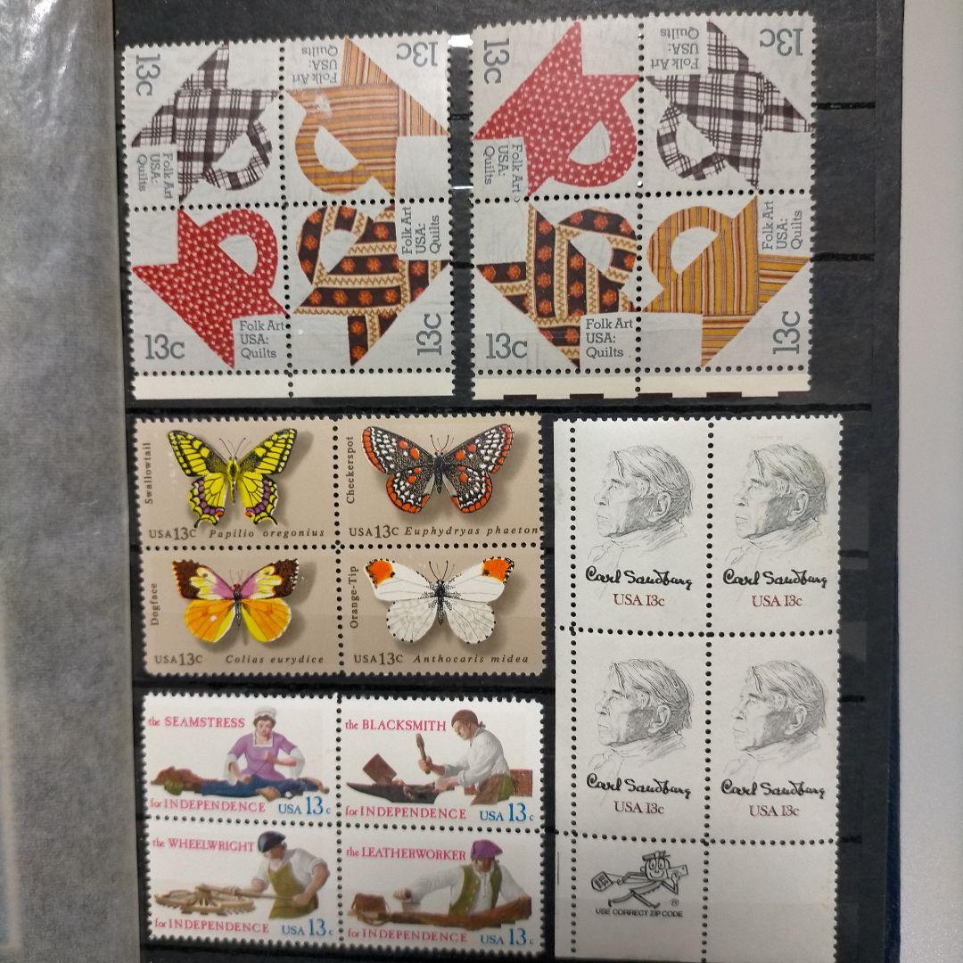 2115 外国切手 アメリカ 大量16ページ分未使用 田型多数 アルバム付き