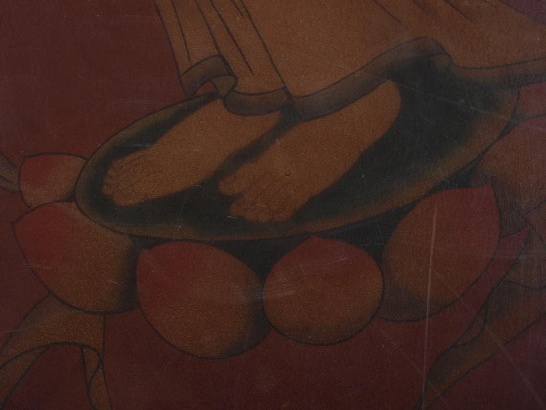 中国唐時代　敦煌莫高窟壁画 彩絵　人物像 発掘品 AK1734A7-2