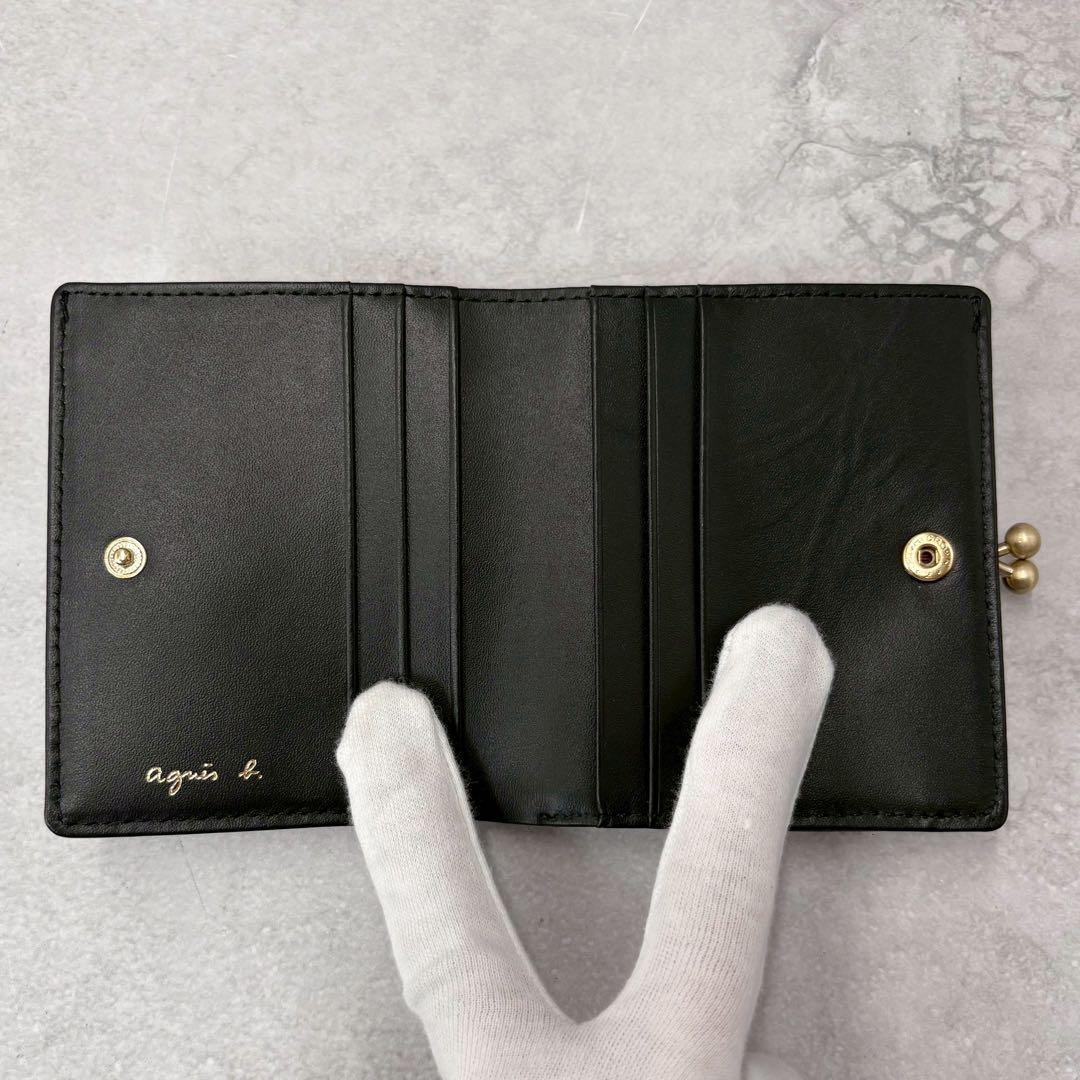 専用【美品】アニエスベー 24年モデル 二つ折り財布 がま口 黒 ボルドー