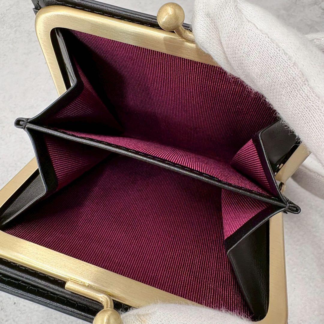 専用【美品】アニエスベー 24年モデル 二つ折り財布 がま口 黒 ボルドー