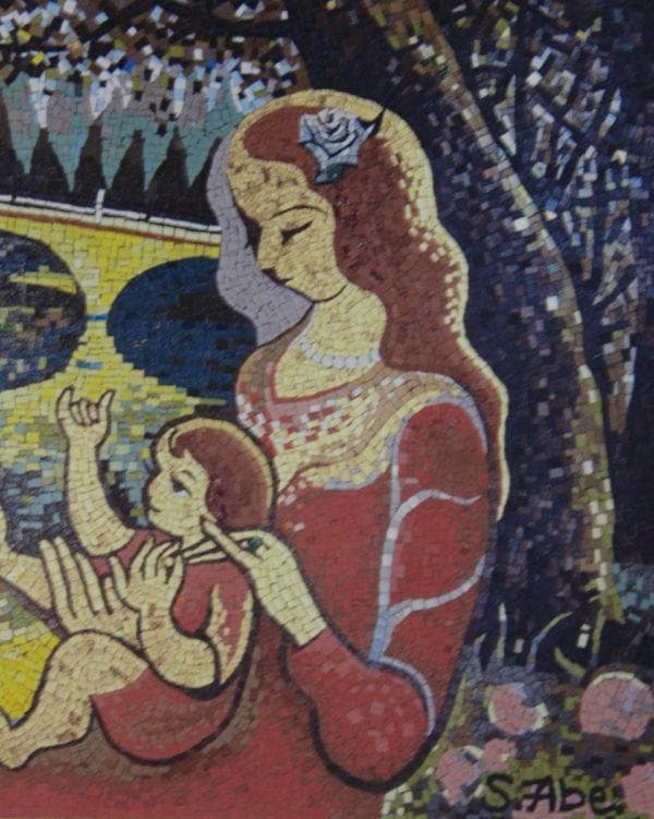 阿部盛有、【虹の郷】、希少な額装用画集より、新品額装付、状態良好