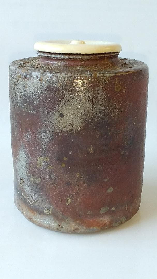 丹波茶入 尾中窯 市野信水 作 仕覆 紹鴎緞子 共箱 栞 肩衝茶入 茶入 美品