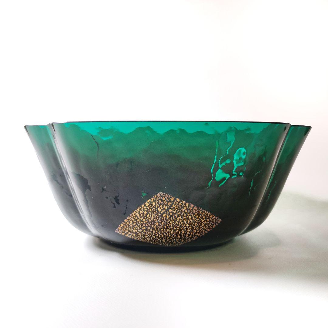 江戸ビードロ　長崎ガラスシリーズ　隅入菓子鉢　（ 江戸ガラス プレスガラス）