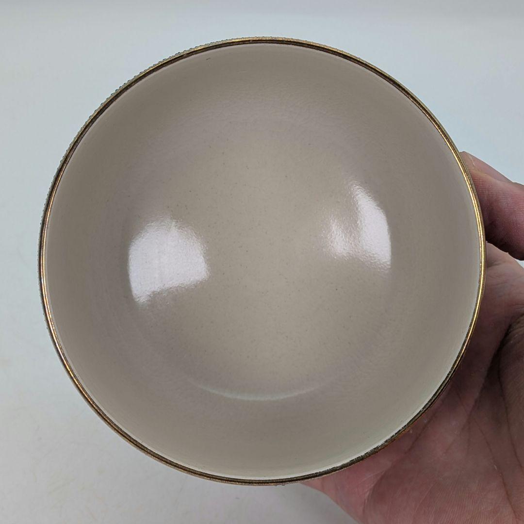 九谷焼 青粒鉄仙茶盌 合箱 抹茶碗 抹茶茶碗 茶道具 茶器 食器 在銘 釉薬