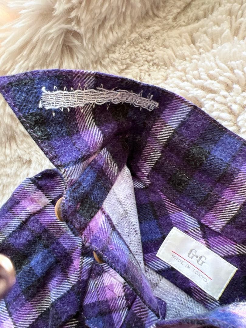 希少で極美品❣️色がとっても素敵です❣️Atelier GGネルシャツ/紫/2ハーフ