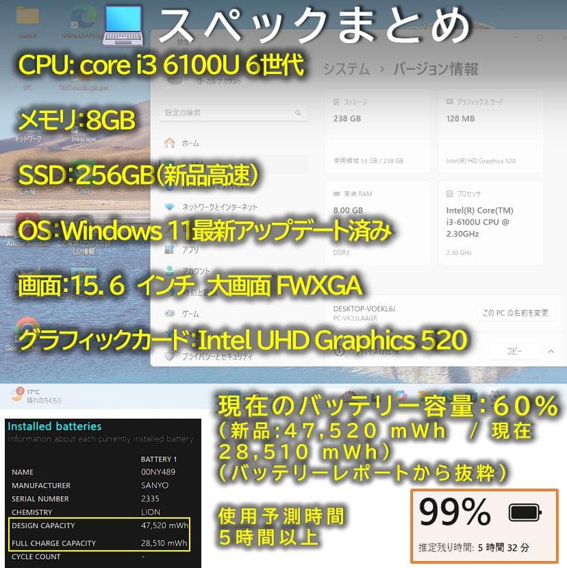 【高機能＆徹底整備】NECノートパソコンすぐ使える オフィス付きWin11