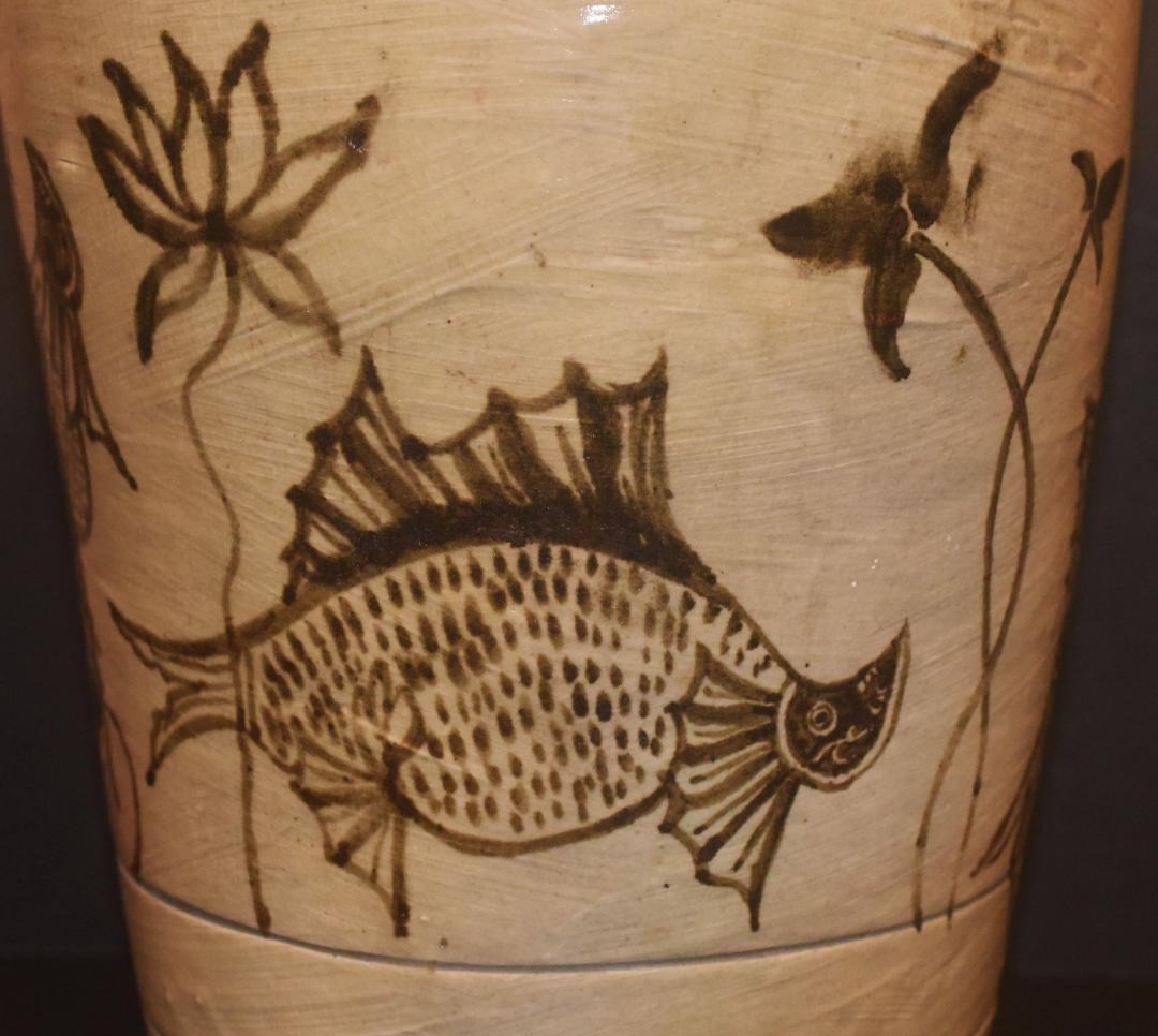 磁州窯　吉州窯　鉄絵　魚草文壷　23-12-03-07