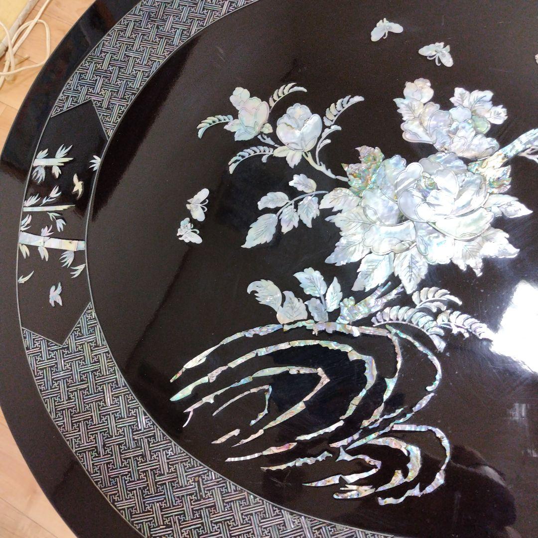 螺鈿テーブル　ローテーブル　座卓　円卓螺鈿　ラデン　高級　李朝家具