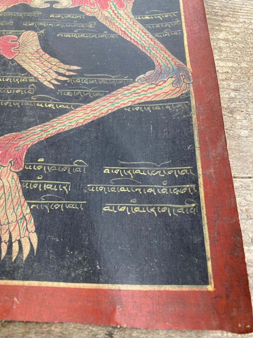 タンカ　チベット直筆人体図　ドクロ