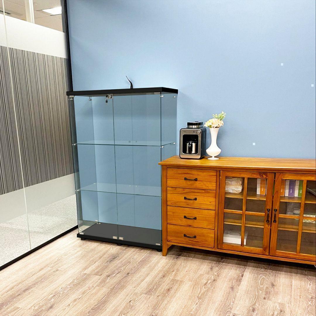 ガラスケース 3段両扉 コレクション フィギュア 棚 ショーケース 黒 2000