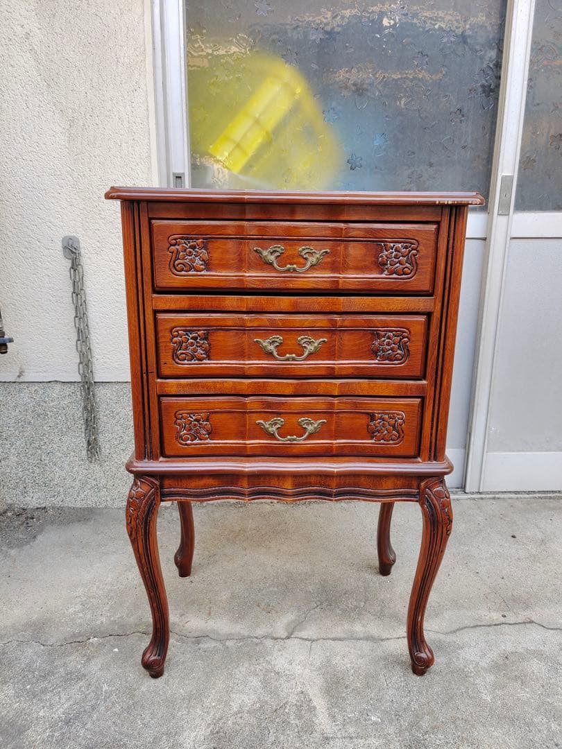 イタリア製　サイトテーブル　コロロ　猫脚　花台　電話台　引き出し　置物台　飾り台