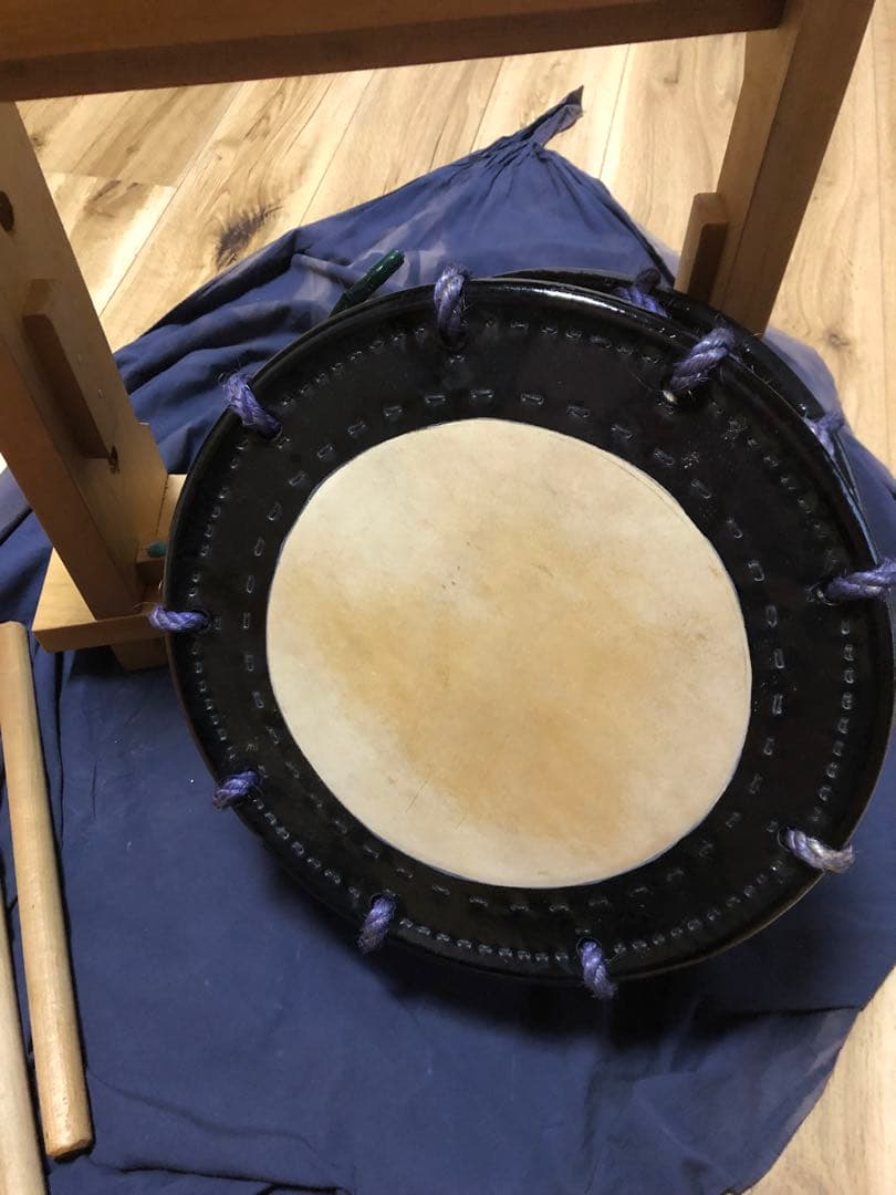 和太鼓 黒と茶色 打棒付き