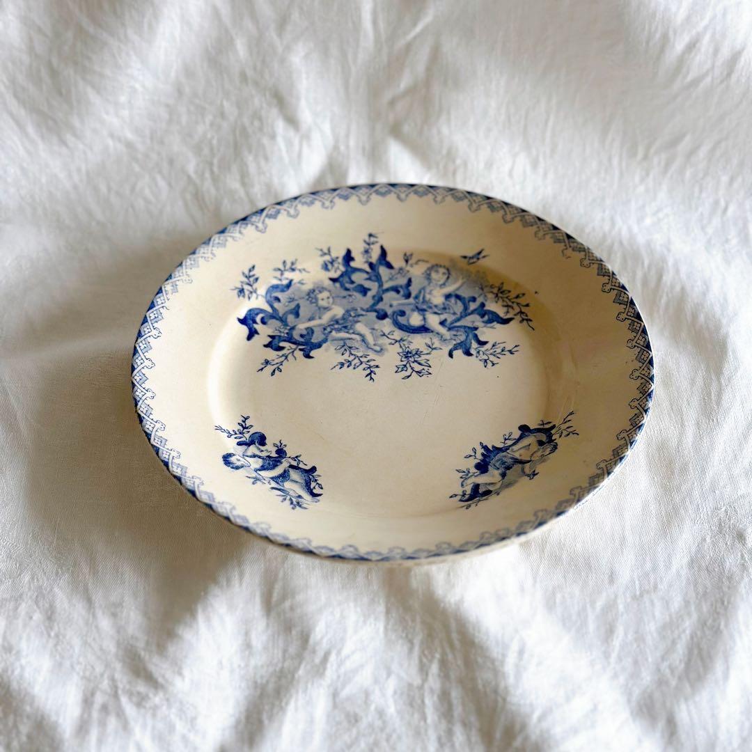 フランス アンティークプレート Onnaing キューピッド ハート