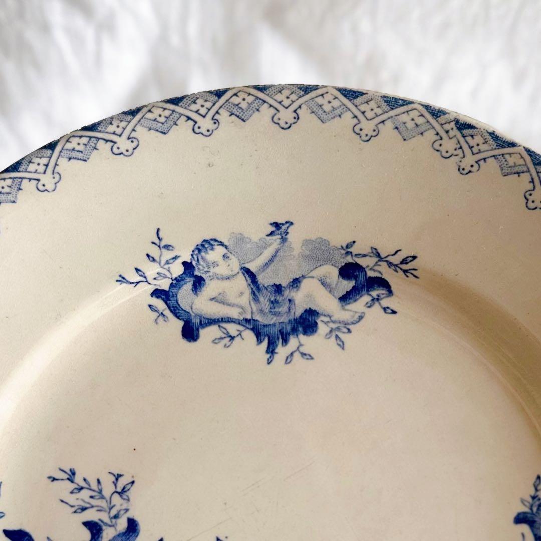 フランス アンティークプレート Onnaing キューピッド ハート