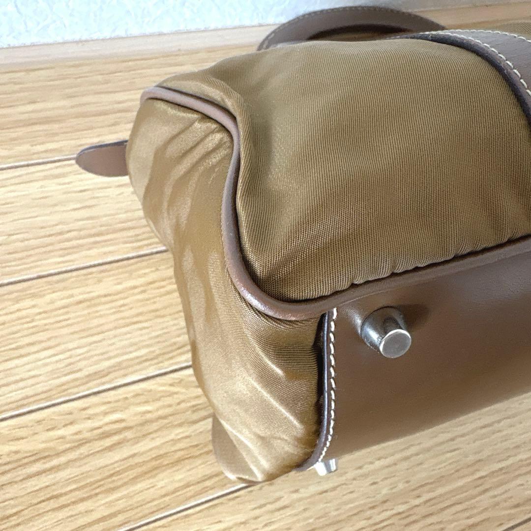 【訳あり・良品】PRADA ミニボストンバック　ミニバッグ　カーキ　ブラウン