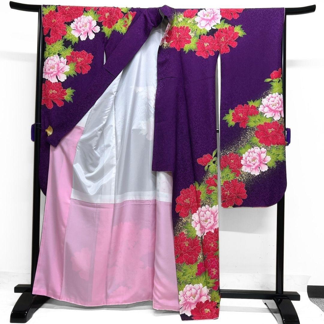 金彩　牡丹　牡丹模様　振袖　着物　013a p